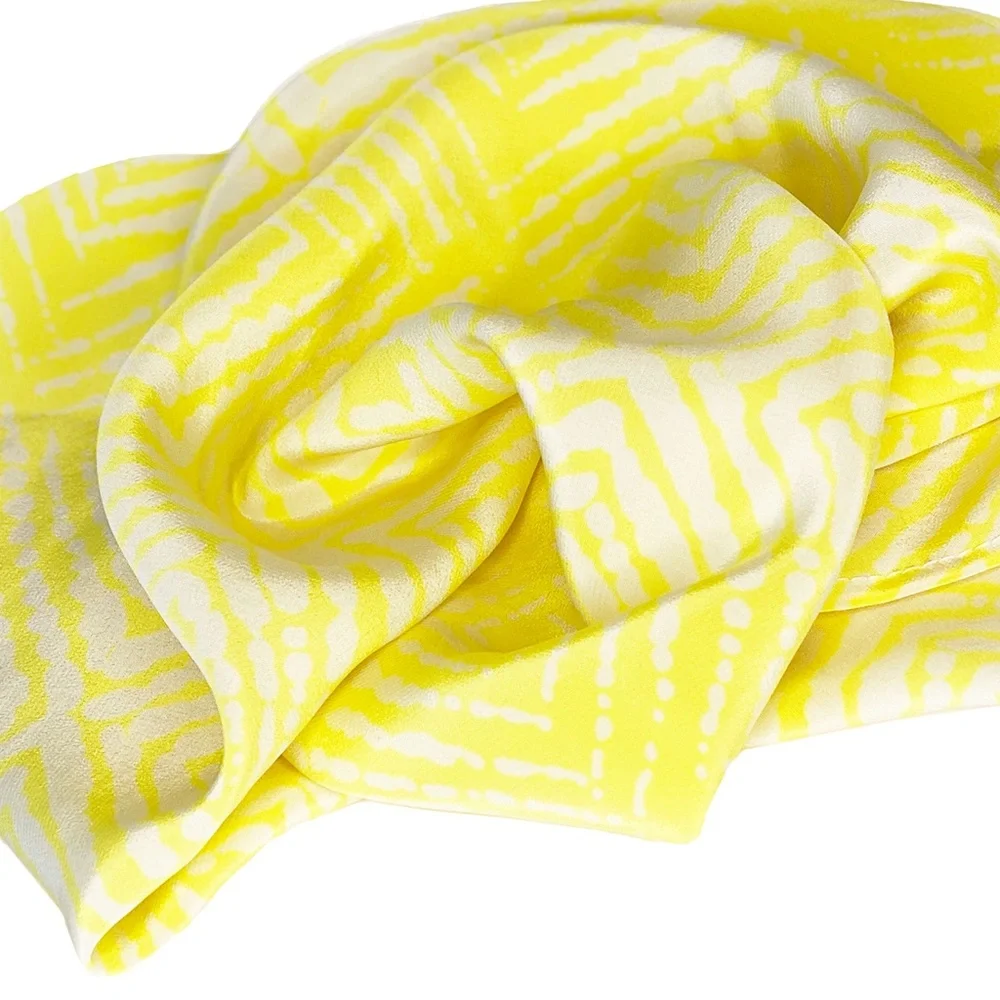 NWT SILKLETTE Soleil 100% Fine Silk Kerchief Scarf YELLOW/WHITE